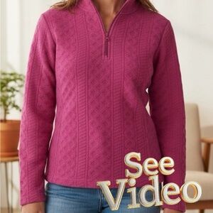 👛(ANY 2/$20) TRADITION Country Collection 1/4 Zip Geo Raised Pattern Pull-On
